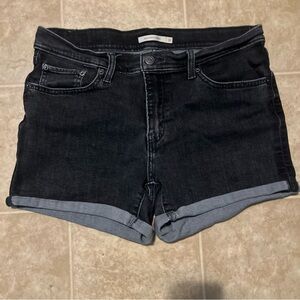 Levi’s mid length stretch cuffed hem gray denim jean shorts